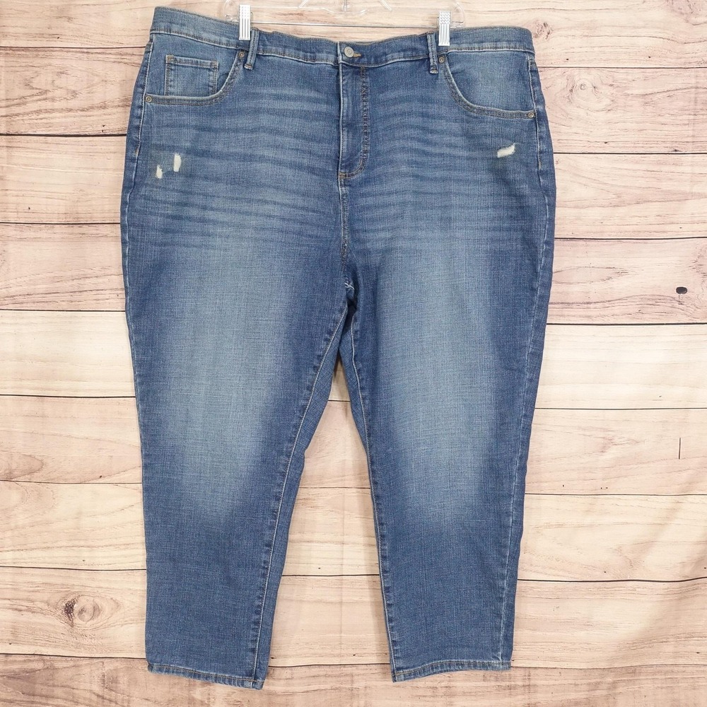 New! Sonoma Goods For Life Boyfriend Jeans Womens 22W Blue Wash Stretch Denim